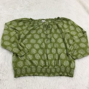 Merona green floral peasant summer top plus size 2